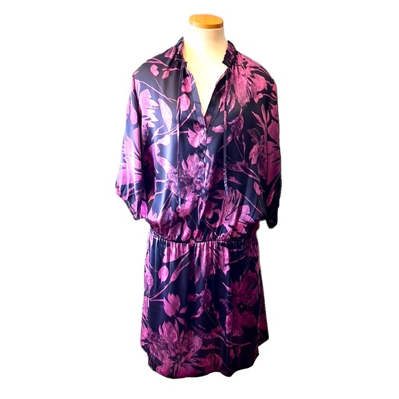 Sisley Silk Printed Mini Dress, Purple, Large - Picture 4 of 11